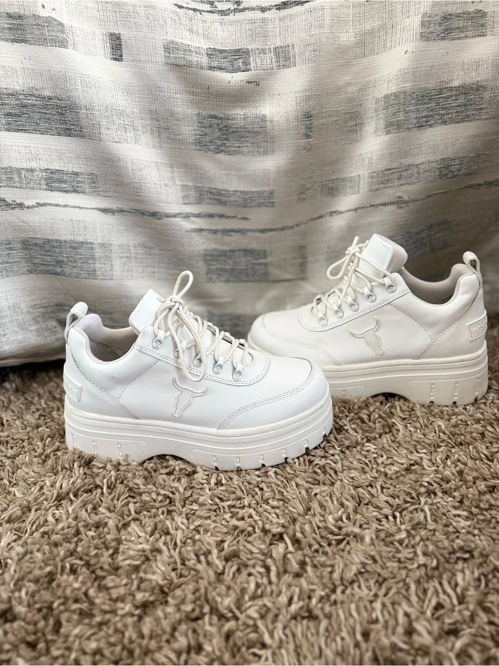 Windsor Smith All-White Platform Lace-Up Sneakers